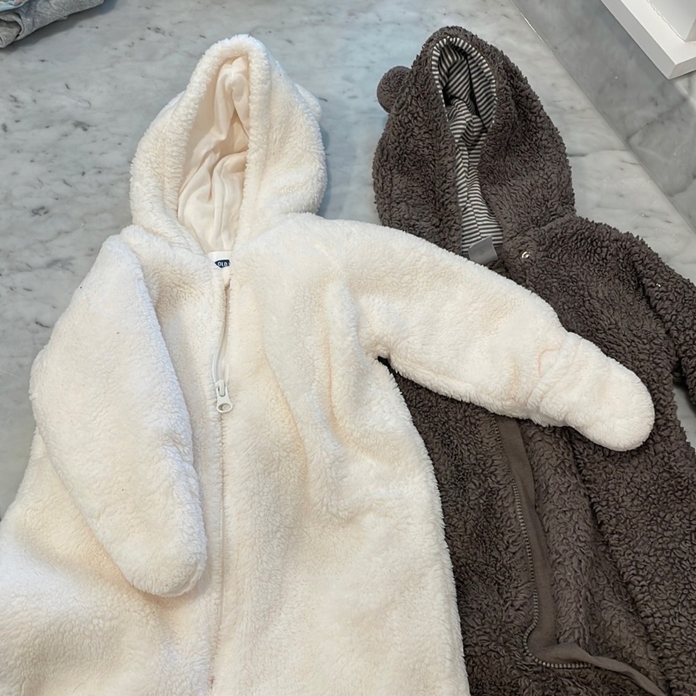 TWO footed bunting suits for Boy or Girl